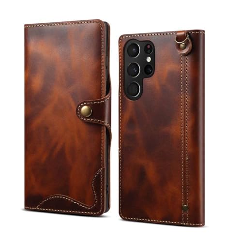 Étui portefeuille Samsung S24 S23 Note 20 antichoc marron protégeant l'écran