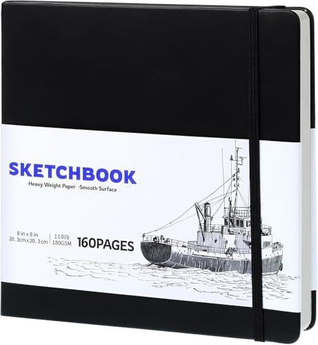 Hardcover Sketch Book 110lb/180GSM Sketchbook for Drawing Painting 160 Pages/80 Sheets Square Sketch Pad 88 in Drawing Book Art Supplies for Teens Adults Artists