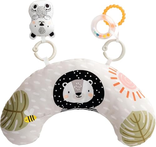 Image of Taf Toys Ergonomic Tummy Time Support Toy with Teether and Rattle - Soft and Supportive Baby Toy for Enhanced Motor Skills Development