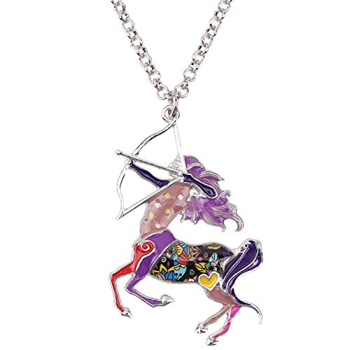 Lista de Cenisero del mes. 48 DUOWEI - Collar con colgante de cadena esmaltada para mujer, diseño de centauro y caballos, diseño de centauro, Zinc, Sin piedra preciosa