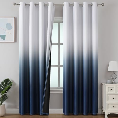 Estelar Textiler Ombre Blackout Curtains 84 Inch Length 2 Panels
