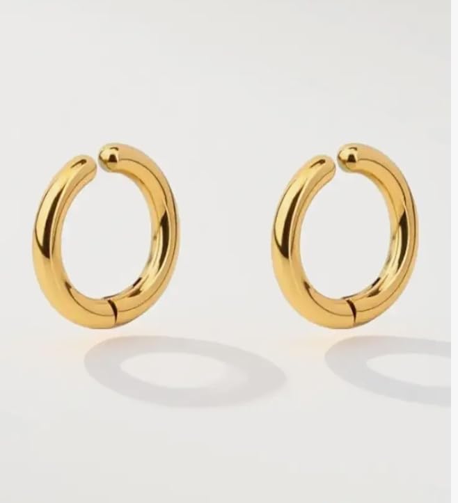 t trendy mart Stainless Steel Non Piercing Hoop Earrings, Gold, for Men and Boys, Fashion Jewellery Ear Studs-picture-30