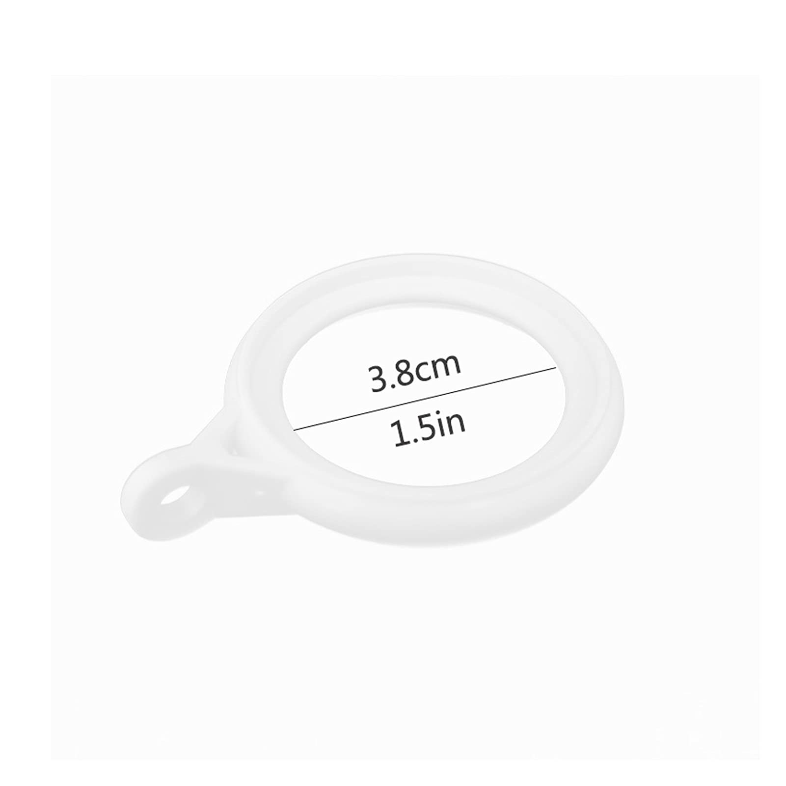 Anelli per tende Diametro interno 1,5 pollici Anello per tenda da doccia Asta per tenda Silenziatore Anello scorrevole Accessori per tende in plastica spessa (bianco) Anelli per tende da doccia (dimen