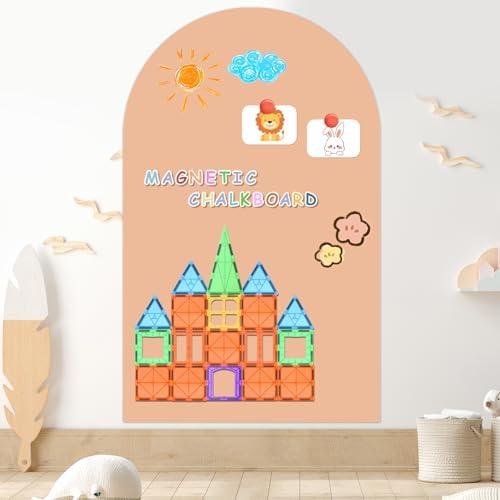 Magnetic Chalkboard Wall Decal 24" x 40", Arch Chalkboard Wall Sticker for Kids, Peel and Stick Magnetic Chalk Board for Classroom, Playroom, Homeschool, Kitchen & Office, Camel Pink image 3