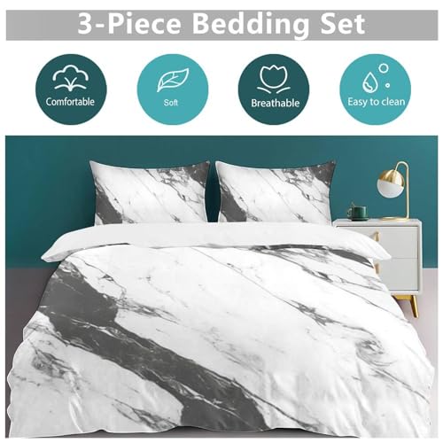 Parure de lit 220 x 240 marbre blanc microfibre douce