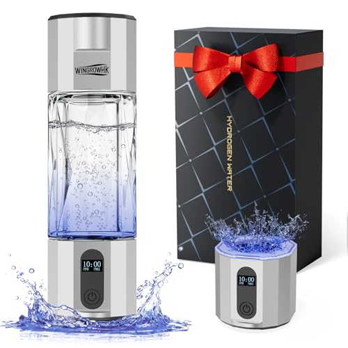 Ultra Hydrogen Water Bottle Generator, 8000PPB Hydrogen Water Ionizer Generator -Upgrade SPE & PEM Tech, Portable High Concentration Hydrogen Rich Water Machine, Food-Grade PC(Grey)