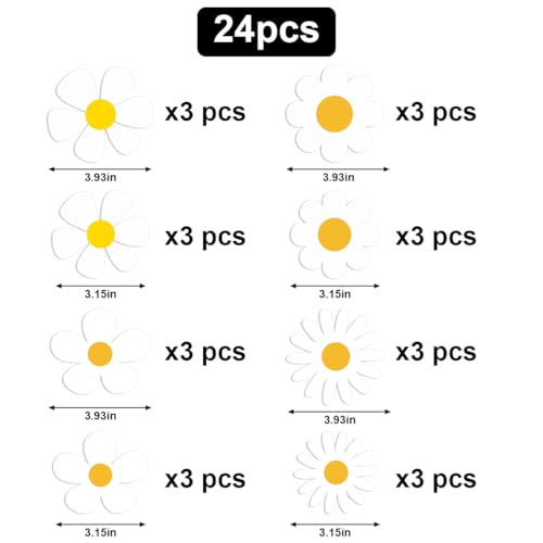 Image of Zpana Car Flower Magnet Decals, 24PCS Magnetic Funny Stickers for Vehicle Bumper Mirror Window, Cute Automotive Exterior Retro Decoration Accessories, Universal for SUV, Truck, RV(Style C)