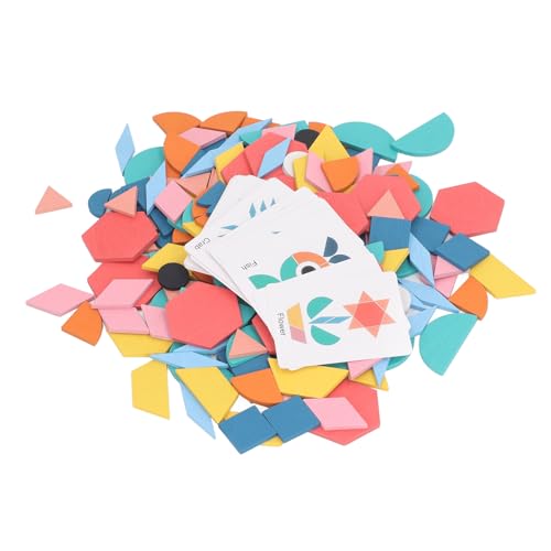OVAQUIXI Bloques de Tangram de Rompecabezas Geométricos Innovadores, Juguetes de Bloques de Patrones de Formas, Habilidades de Pensamiento Lógico, para Interacción Entre e Hijos, Madera