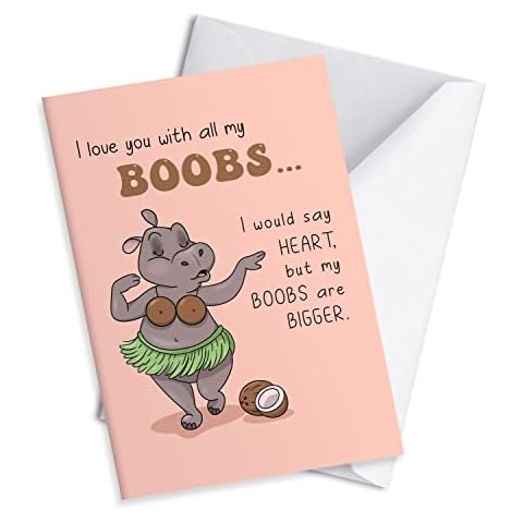 Naughty Anniversary Card for Him Her / Funny Dirty Birthday Card for Husband Wife / Boyfriend Girlfriend Greeting Card (I love you with all my boobs) Cover
