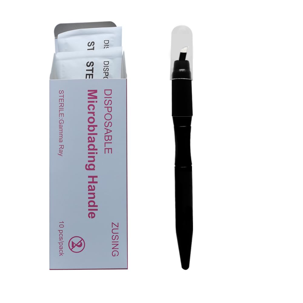 ZUSING Disposable Microblading Pens 14 Pins 0.18mm Microblading Pen Disposable 10 pcs/pack, Black - Image 2