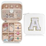 Parima Gifts for Girls - Gifts for Teens Kids Daughter Sister, 3 4 5 6 7 8 9 10 11 12 13 14 Year Old Girl Gift, Birthday Gift for Women Travel Jewelry Case Small Jewelry Box | Letter A, White