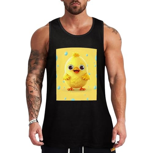 Débardeur homme été à motif poulet jaune idéal pour la plage et les vacances