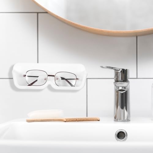 2 Stück Brillenhalter Wand Selbstklebend, Sunglass Holder Brillenaufbewahrung Auto Brillenhalter für Auto Sonnenbrillen Aufbewahrung Sonnenbrillenhalter Brillenbox Sonnenbrillen Organizer Wand Weiß