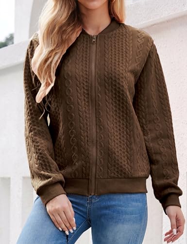 Image of Larmliss Women's Zip Up Cardigan Sweater Hoodies Long Sleeve Jacket Crewneck Casual Outerwear Spring Fall Trendy Coat Outfits