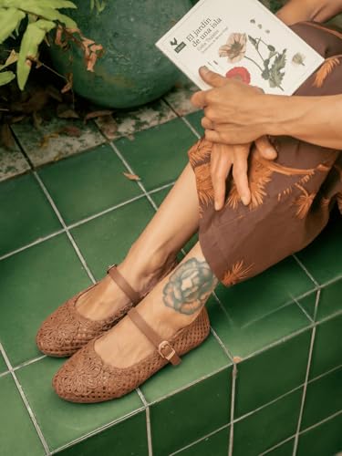 Image of Coutgo Womens Mary Jane Woven Flats Round Toe Ballet Flats Dressy Comfortable Slip On Shoes