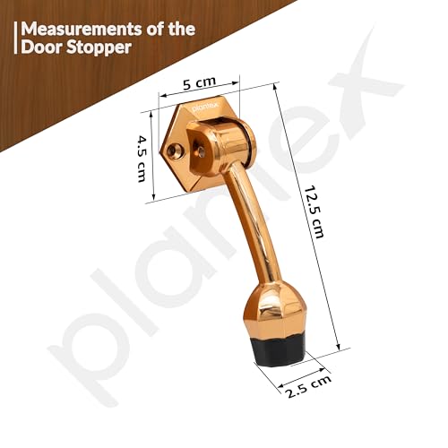 Image of Plantex Door Stopper for Main Door /5-Inch Stopper with Rubber Grip /Stoppers for Wooden Door /Stops for Door - Pack of 2 (Rose Gold)