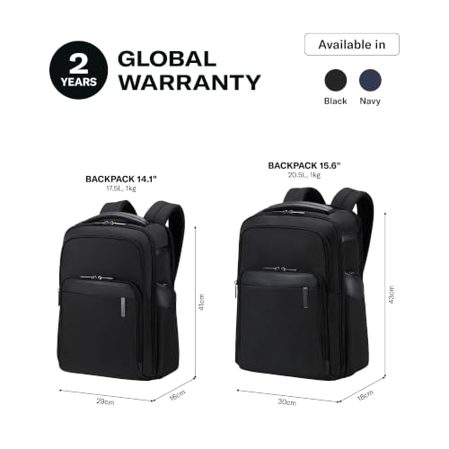Image of Samsonite Evosight 14.1 inch Laptop Backpack | Business Backpack with Padded Laptop Compartment | Smart Sleeve | Lightweight Durable Office & Travel Bag for Men & Women | 2-Year Warranty | Navy