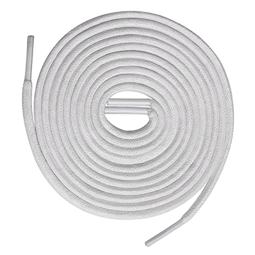 TIESTRA Schnürsenkel Reißfest Rund für Arbeitsschuhe Trekkingschuhe Rundsenkel aus Polyester, ø 4,5mm, 75cm - 150cm Länge Ersatz Schuhbänder Premium Weiß 140 cm-55 Zoll (1Paar) Cover