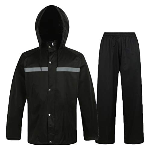 Vosarea Motorcycle rain Suit for Men Waterproof Hooded Rainwear Jacket Trouser Suit