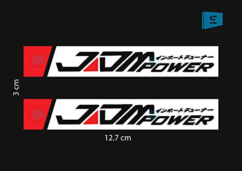 SIGN EVER JDM Power Sport Car Rear View Mirror Stickers and Decals Sides Window Vinyl Decals L x H 12.70 cm x 3.00 cm Pack of 2