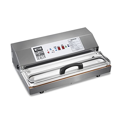 Weston Brands Vacuum Sealer Machine for Food Preservation & Sous Vide, Extra-Wide Bar for Sealing Bags up to 15' Wide, 935 Watts, Commercial Grade Pro 3000, Programmable LED Controls, Stainless Steel
