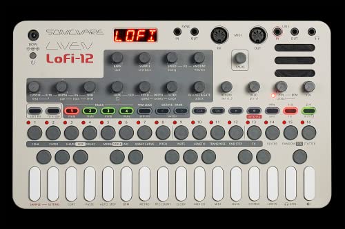 Sonicware LIVEN Lofi-12 [Lo-fi Groovebox & Sampler] Retro-Sampling mit 12bit Sampler-Modus, 4-Spur Step-Sequenzer, 10 Stimmen, 12 Spur-Effekte + 9 Master-Effekt