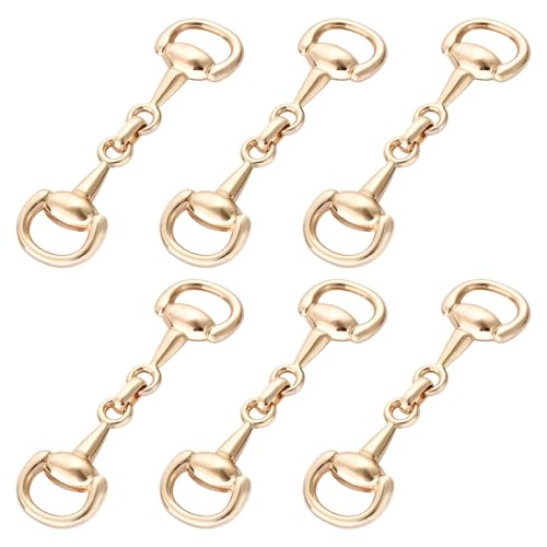 DSCMLIS 6 PCS Medium Horse Bit Buckle D Ring Gold Snaffle Bit Buckles Create Exquisite Equestrian Jewelry for Women.