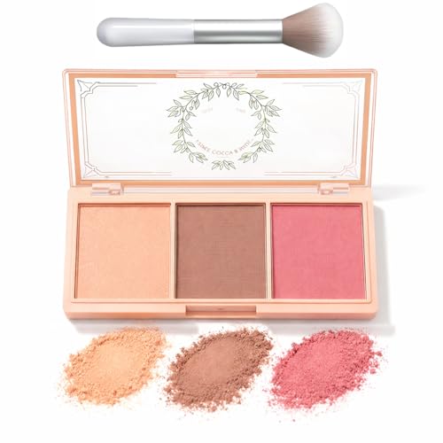 3-Tone Matte Blush Palette For Customisable Cheek Colour & Natural Glow - Velvet-Matte Powder Blusher With Long-Lasting, Buildable For Everyday Makeup