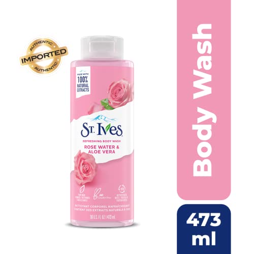 St. Ives Body Wash Refreshing Cleanser Rose Water & Aloe Vera Made With Plant-Based Cleansers & 100% Natural Extracts 16 Oz #TOP1
