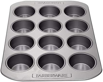 Farberware Nonstick Bakeware 12-Cup Muffin Tin / Nonstick 12-Cup Cupcake Tin - 12 Cup, Gray