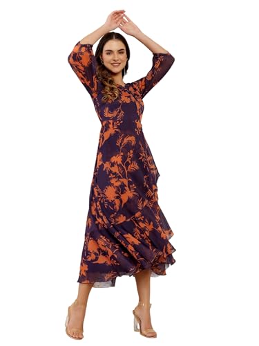 Image of Miss Chase Women's Round Neck Cap Sleeves Lace Knee -Long Skater Dress