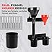 SKYJDM Oil Dual Funnel Holder Storage Rack Includes 2 Plastic Removable Drip Cups, Wall Mount Fluid Drain Funnel Kit Organizer Bracket for Enclosed Race Trailers, Automotive Garage Shop, Black