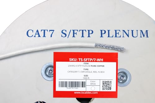 Cable CAT7 Plenum 1000ft S/FTP 23AWG Cobre Blanco miniatura 2