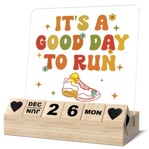 Running Gifts - Runner Gifts for Women Men, Running Calendar Desk Sign, It's a Good Day To Run Desk Accessories