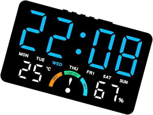 Réveil Numérique LED-Horloge Digitale de Chevet avec 2 Alarmes,Contrôle Sonore,Port de Charge USB,Température et Humidité-Réveil Matin Lumineux à...