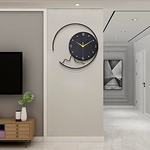 Fantia Large Wall Clock For Living Room Decor Silent Black Modern Wall Clock Battery Operated Non-Ticking Simple Minimalist Decorative For Bedroom Kitchen Office Indoor 15 Inch Metal Frame Stone Clock #TOP14