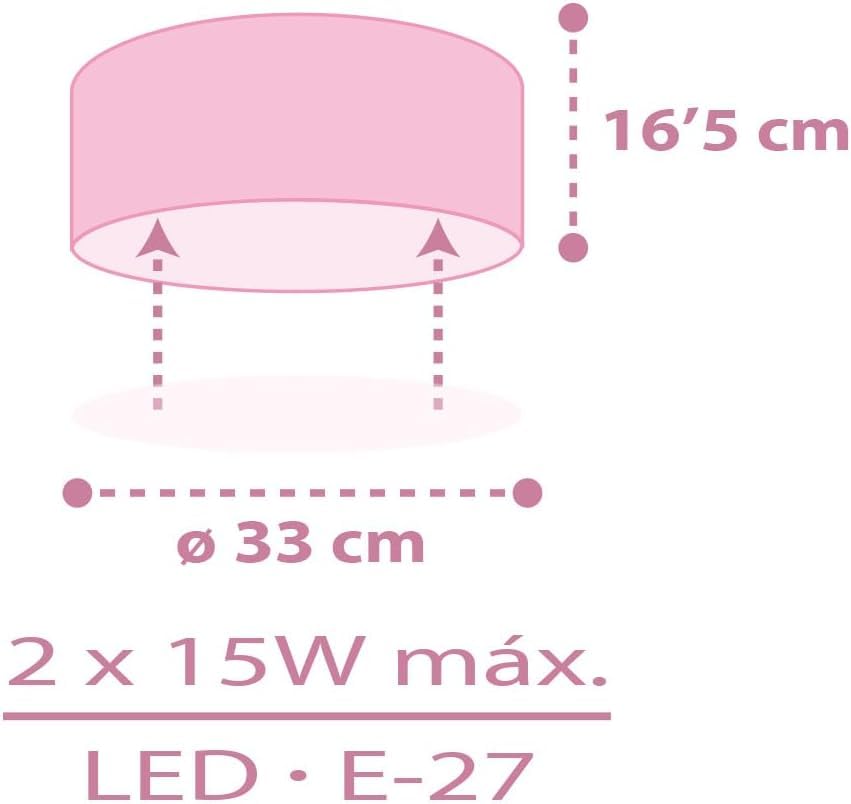 Plafones infantiles Dalber Hadas Rosa E27: lámpara de techo para dormitorio de niñas 4