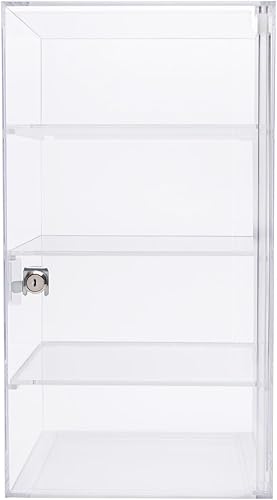 SSWBasics Vitrina de torre de acrílico de 4 estantes, 9¾ pulgadas de ancho x 9¾ pulgadas de profundidad x 18.5 pulgadas de alto, con estantes