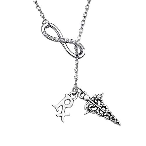 BEKECH Pharmacy Technician Gifts RX Pharmacist Keyring Gift Certified Pharmacy Tech Keychain RX Jewelry Pharmacy Jewelry Pharmacist Gift Pharmacy Student Graduation Gift (Y Necklace)