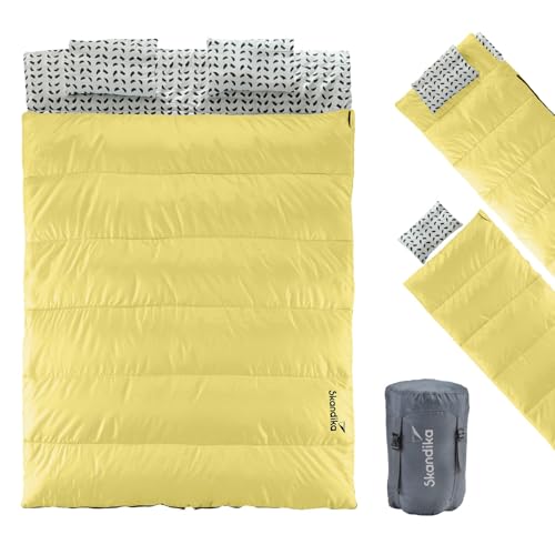Skandika Deckenschlafsack Iceland Double | Doppelschlafsack Outdoor für Erwachsene, 3 Jahreszeiten, 220 x 150 cm, als Einzelschlafsack nutzbar, Camping Schlafsäcke, Schlafsack Erwachsene, kompakt