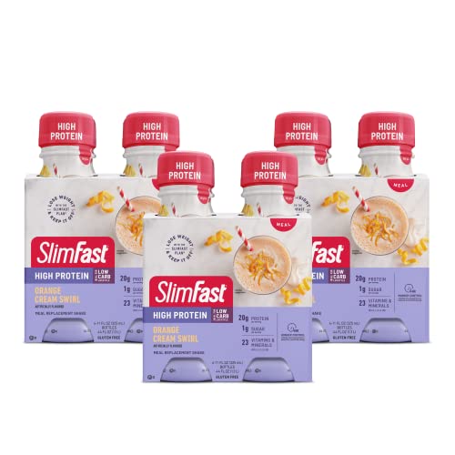 SlimFast Advanced Nutrition High Protein Meal Replacement Shake, Orange Cream Swirl, 20g of Ready to Drink Protein, 11 Fl. Oz Bottle, 4 Count (Pack of 3) (Packaging May Vary)