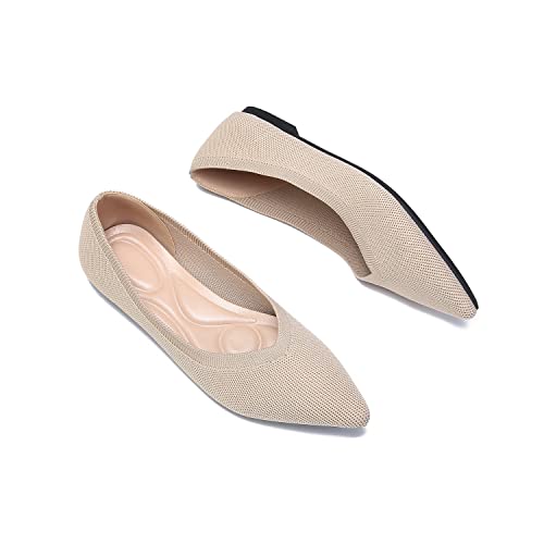 EnllerviiD Women's Flats Breathable Knit Pointed Flats Loafers Shoes,Work Flats Office Shoes Comfortable Flexible Mule Shoes Ballet Flats2