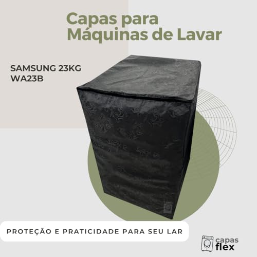 CAPA PARA LAVADORA SAMSUNG 23KG WA23B IMPERMEÁVEL FLEX (Preto) #2