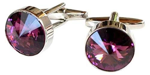 鎌倉カフス工房 アメジストスワロフスキー・ラウンドカフス（カフリンクス・カフスボタン） cc021-a-7
