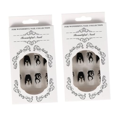 FRCOLOR 2 Flame Wear Manicure Uñas Postizas Para Los Pies Pegatinas Para Uñas De Gel Estilo Ballet Uñas Postizas Uñas Postizas Tiras De Uñas Con Forma De Almendra Uñas Postizas Cuadradas