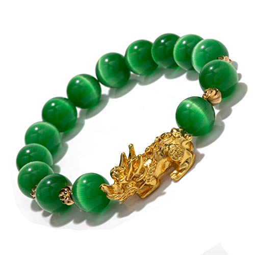ZenBless Feng Shui Bracelet for Women Natural Tiger Eye Bracelet 18k Gold Plated Pixiu Bracelet Yoga Mala Beads Good Luck Friendship Bracelets for Women