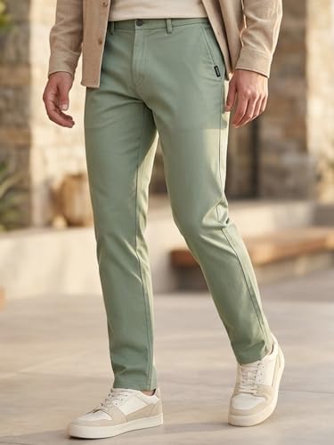 Image of Urbano Fashion Men's Cotton Light Weight Non-Stretch Slim Fit Casual Trousers