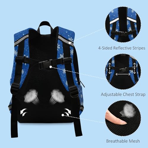 White Snowflakes Blue Toddler Backpack for Girls Boys, Mini Travel Backpack Kids Backpacks4