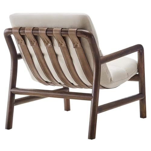 Sillón moderno tapizado beige con estructura de madera miniatura 4