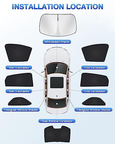 Image of Canvcle Windshield Sunshades for Honda Accord 2018-2022 Side Rear Window Shade Cover Set Window Sun Visor Blocker Privacy Protection Keep Vehicle Cool Black 8PCS